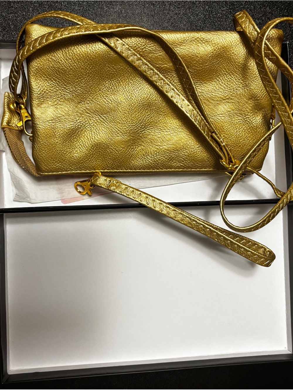 Metallic Gold Crossbody Wristlet Bag - Sleek Everyday Style